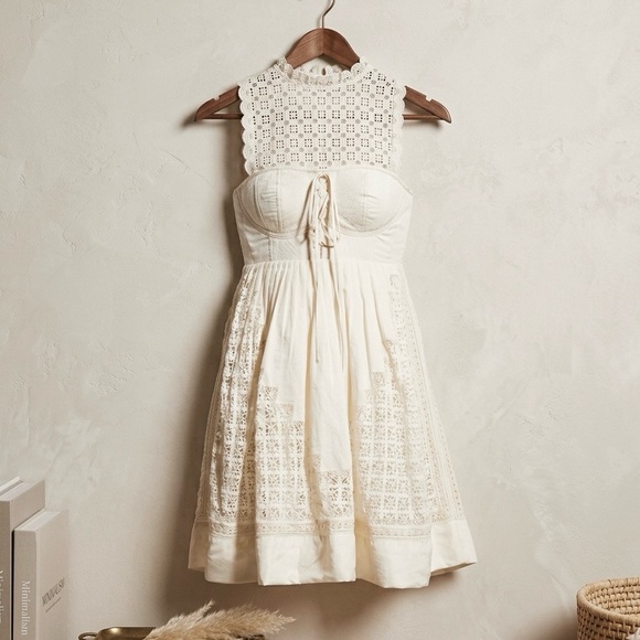 Ulla Johnson Dresses & Skirts - Ulla Johnson Sabrina Lace-Up Sweetheart Mini Dress Ivory 6 NWT